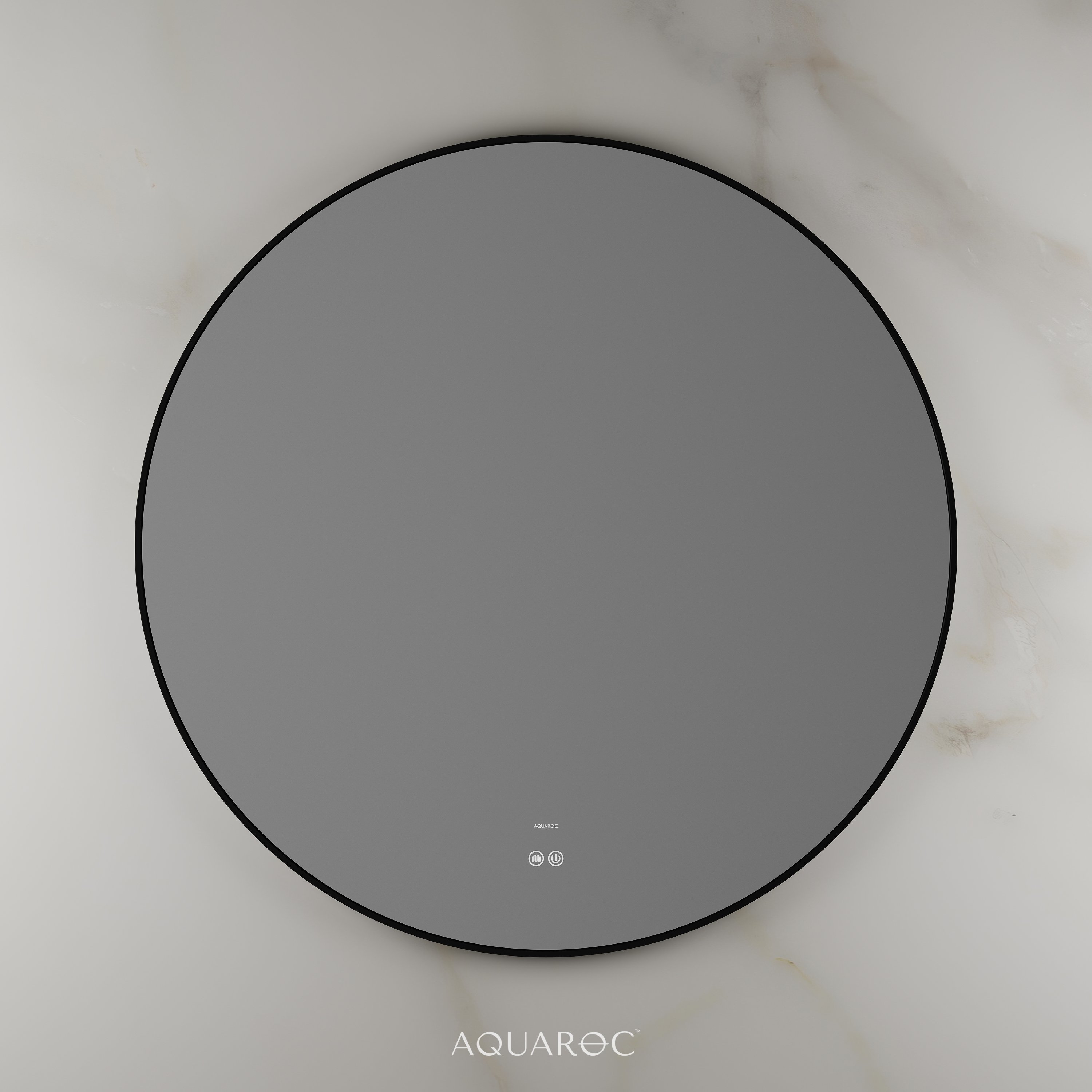 Lumiere Backlit & Demister Round Mirror 1000mm Matte Black | Aquaroc