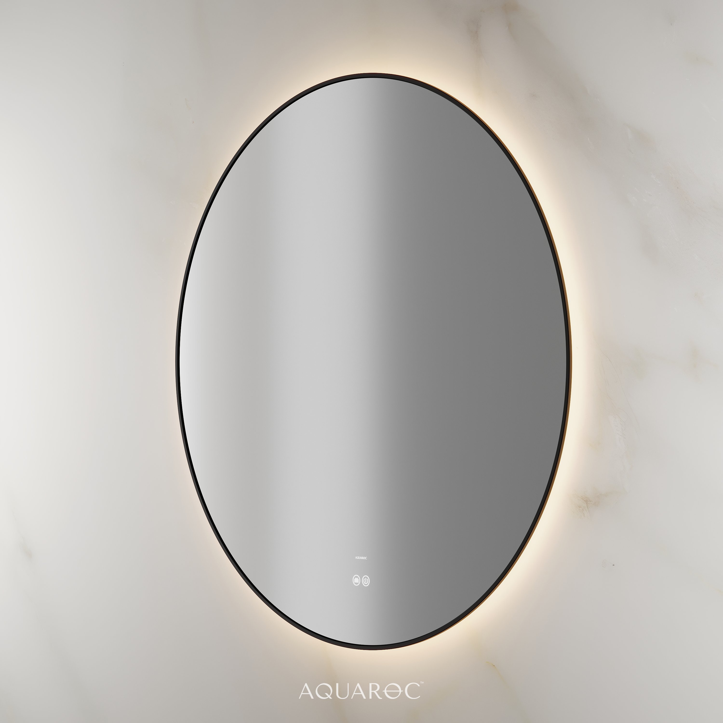Lumiere Backlit & Demister Round Mirror 1000mm Matte Black | Aquaroc