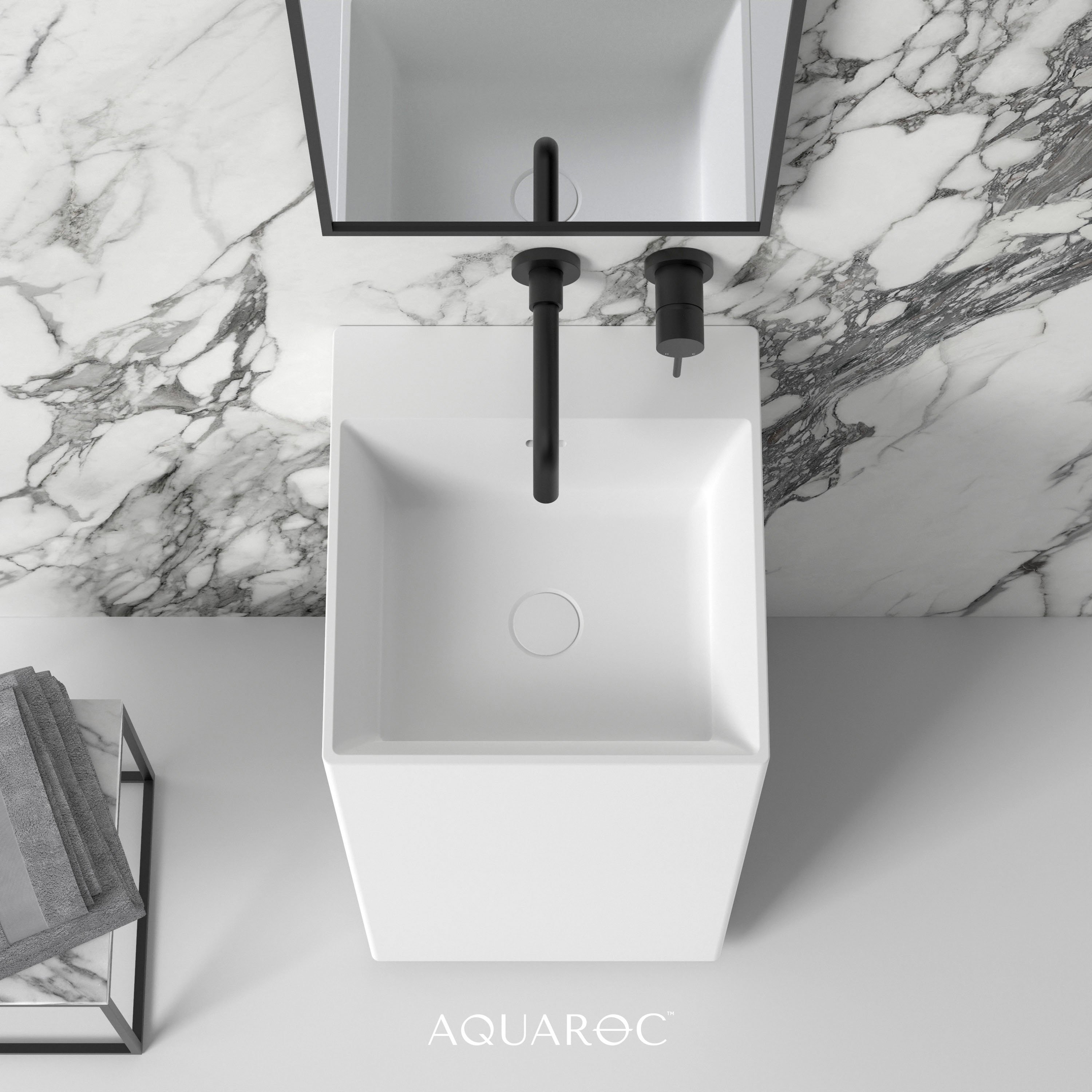 Kudos Solid Surface Stone Resin Freestanding Basin 420 Aquaroc