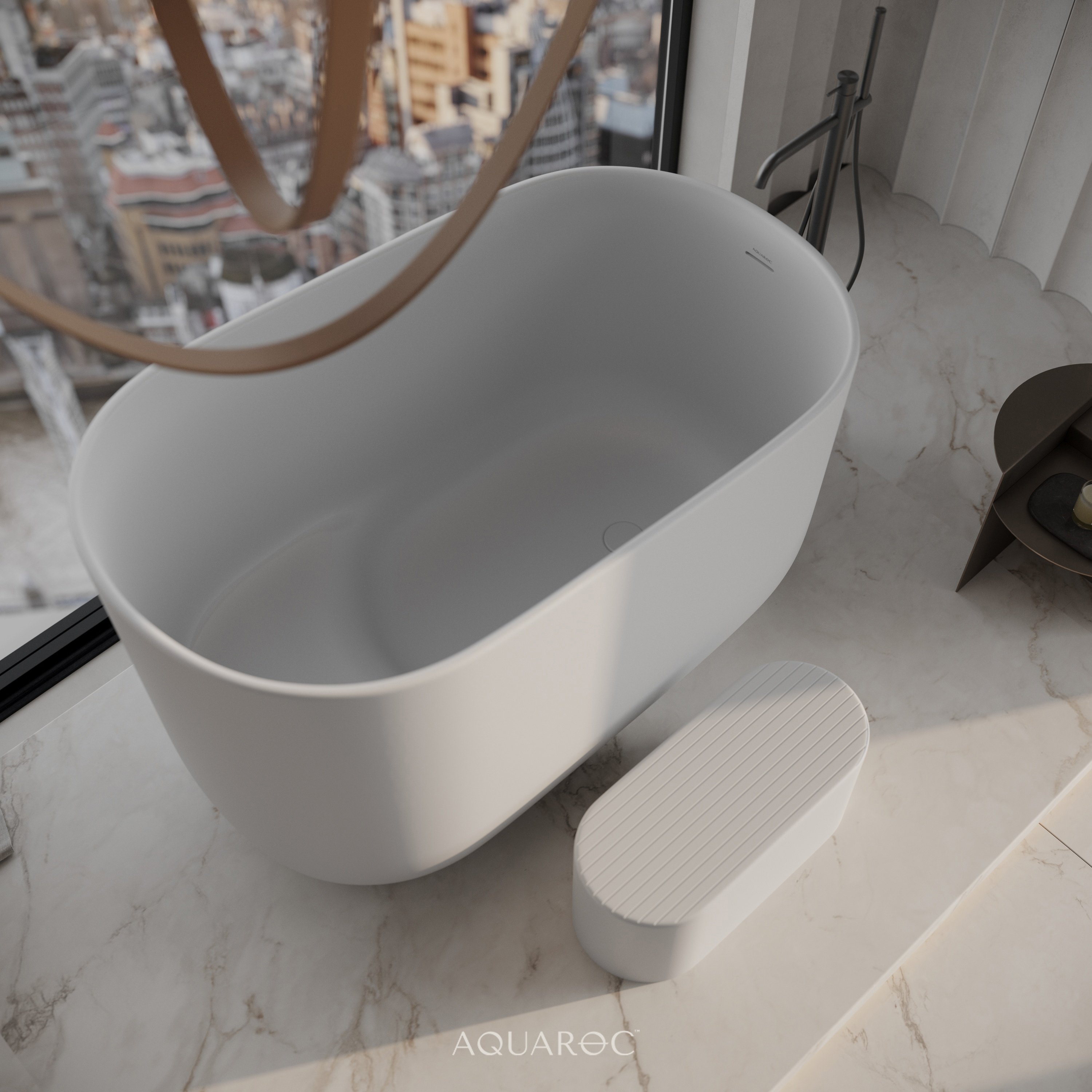 Soak Freestanding Japanese Soaking Stone Bath 1350mm Aquaroc