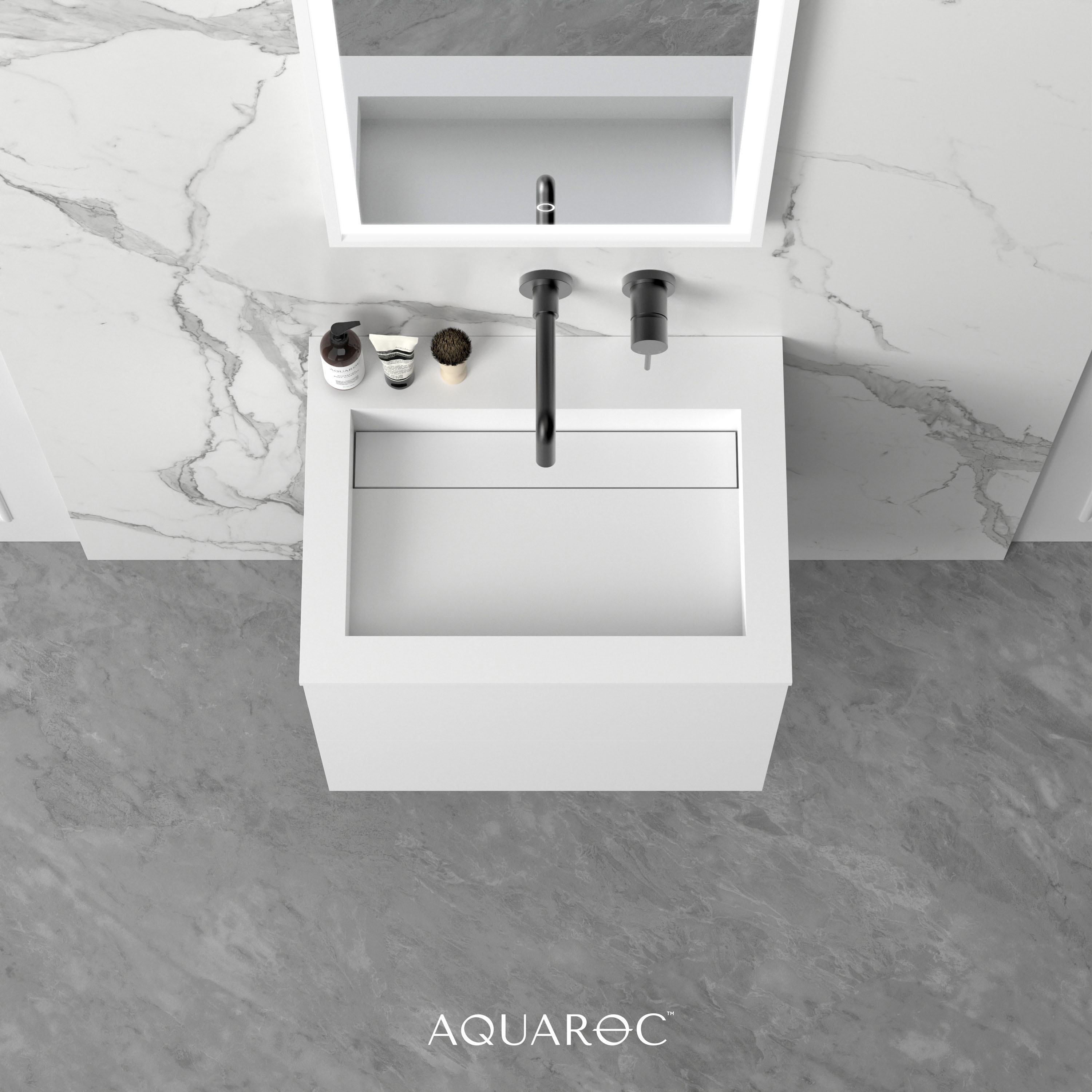 One Vanity Unit & Stone Basin 600mm Aquaroc