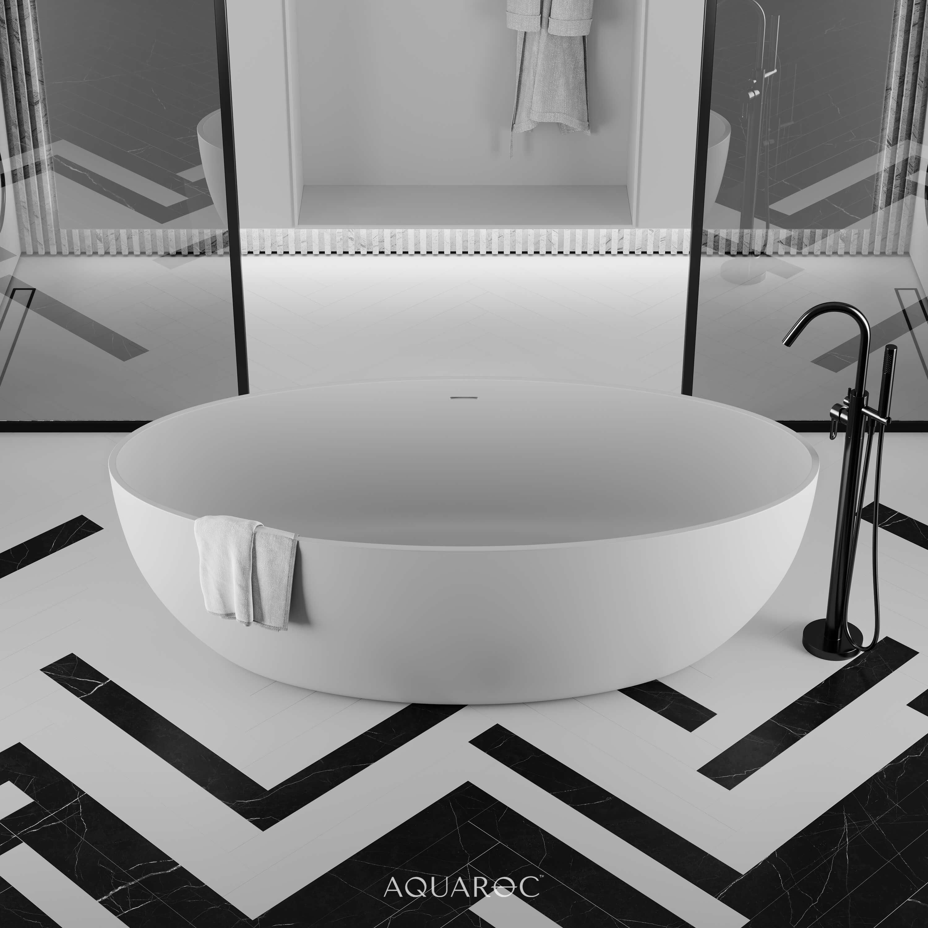 Enzo Freestanding Stone Bath 1650mm Aquaroc