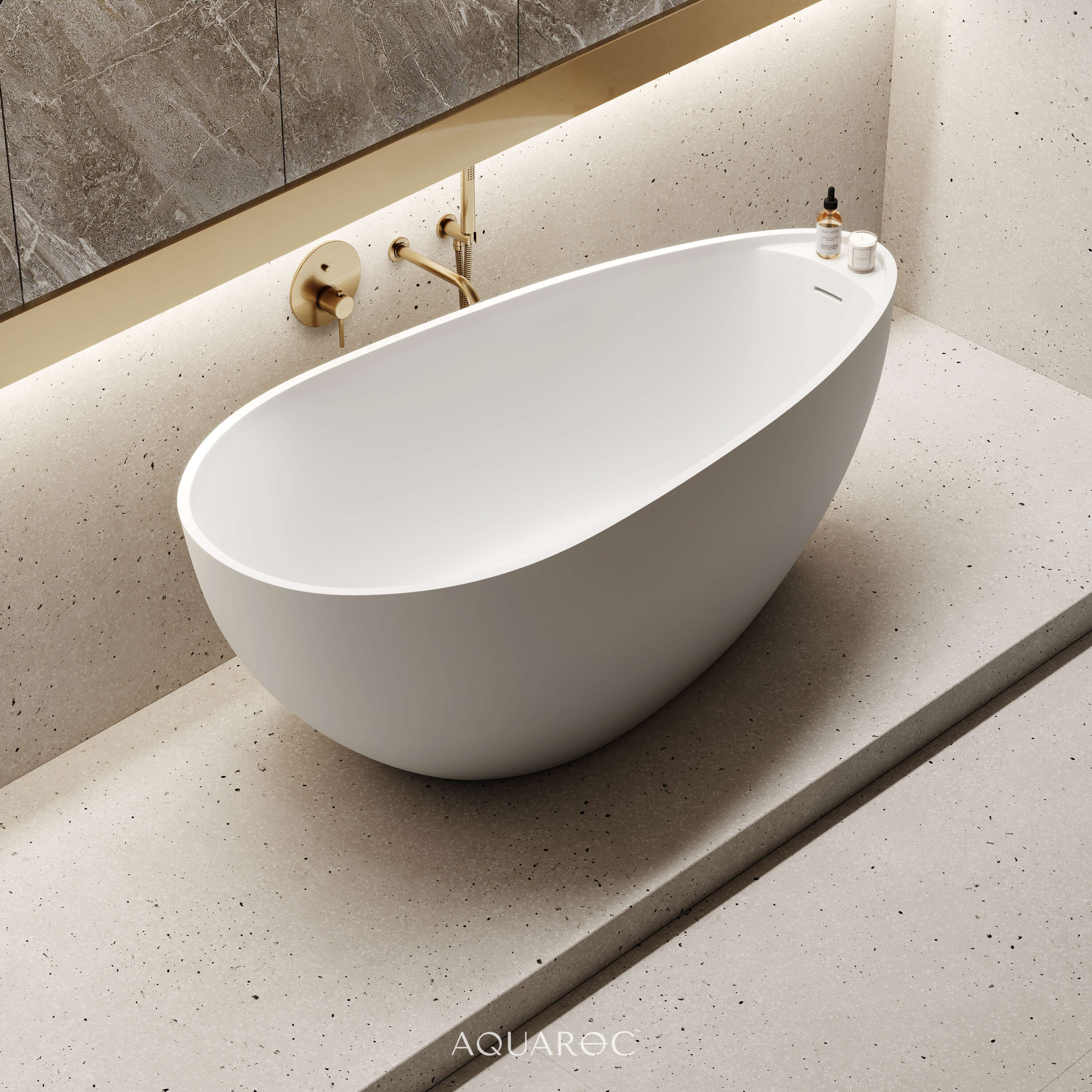 Dove Solid Surface Freestanding Stone Bath 1600 Aquaroc