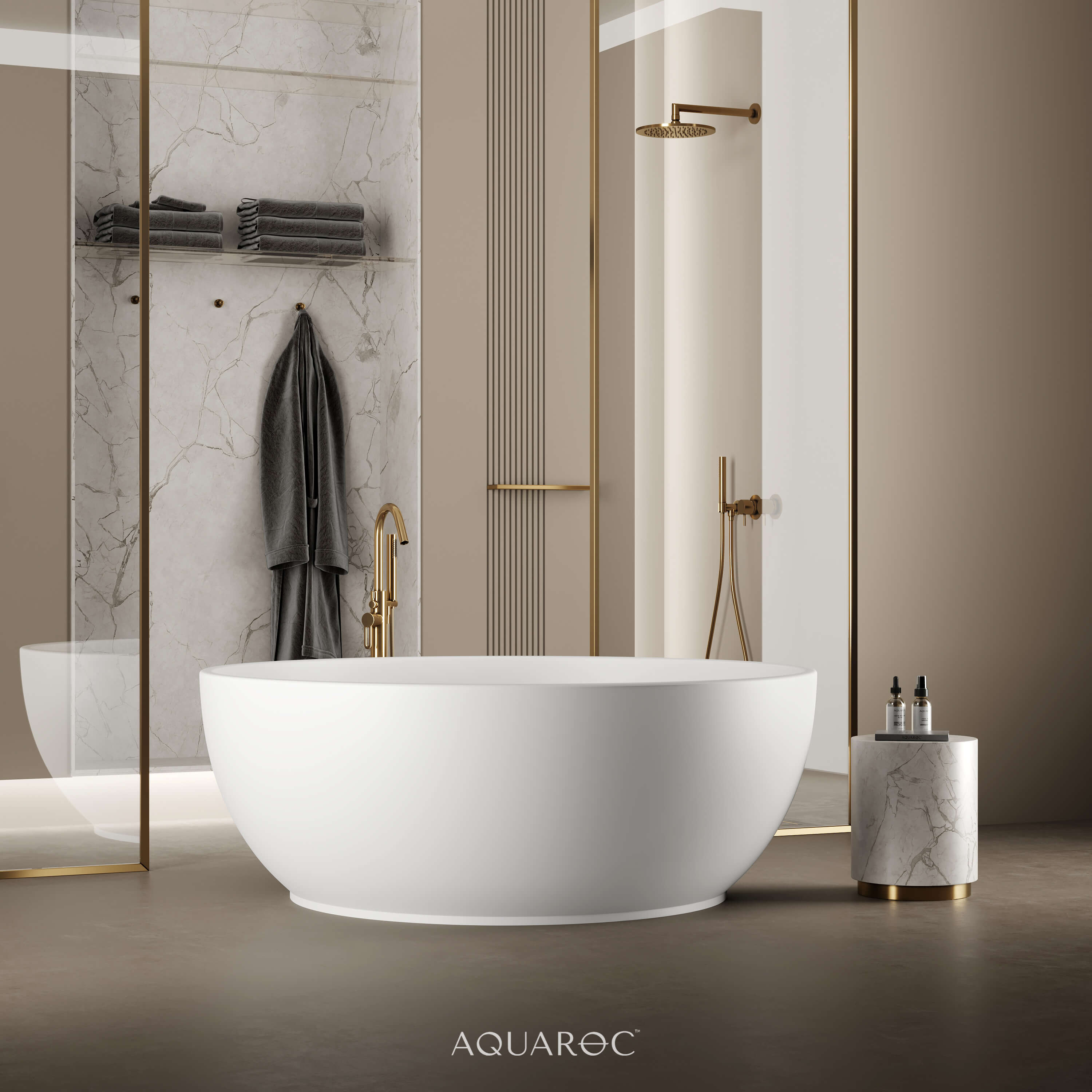 Olympia Solid Surface Freestanding Stone Bath 1500 Aquaroc