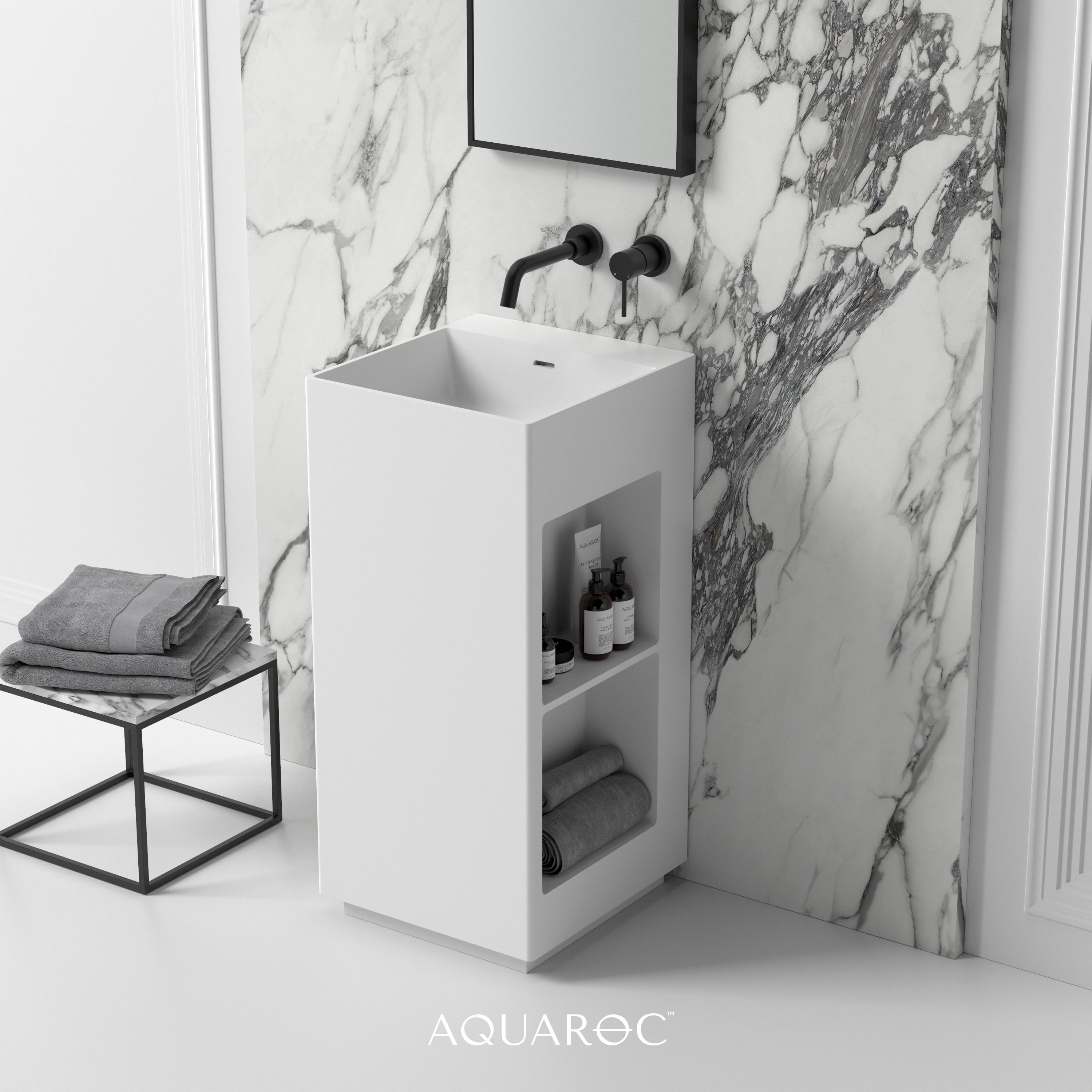 Kudos Solid Surface Stone Resin Freestanding Basin 420 Aquaroc