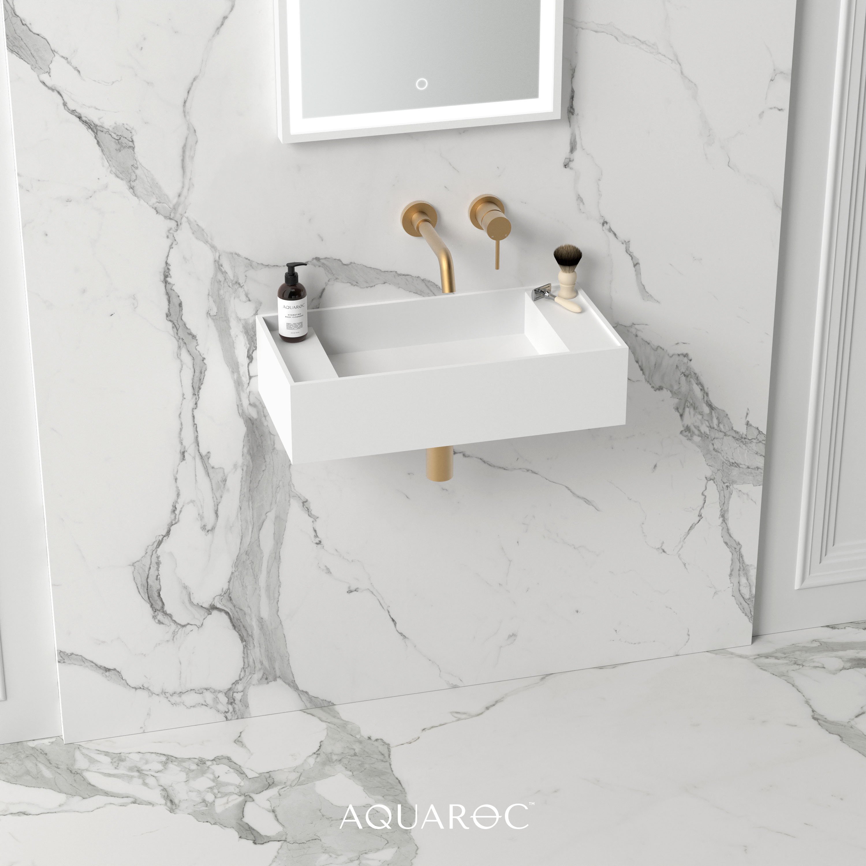 Mode Wall Hung Stone Basin 600mm | Aquaroc