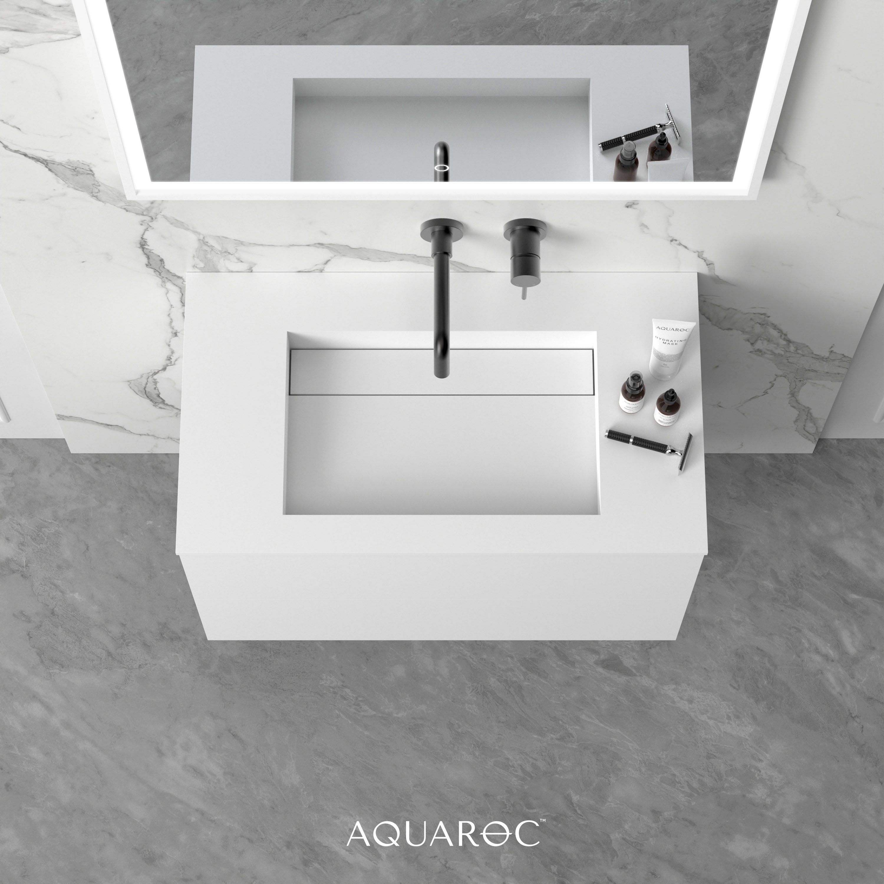 One Vanity Unit & Stone Basin 800mm Aquaroc