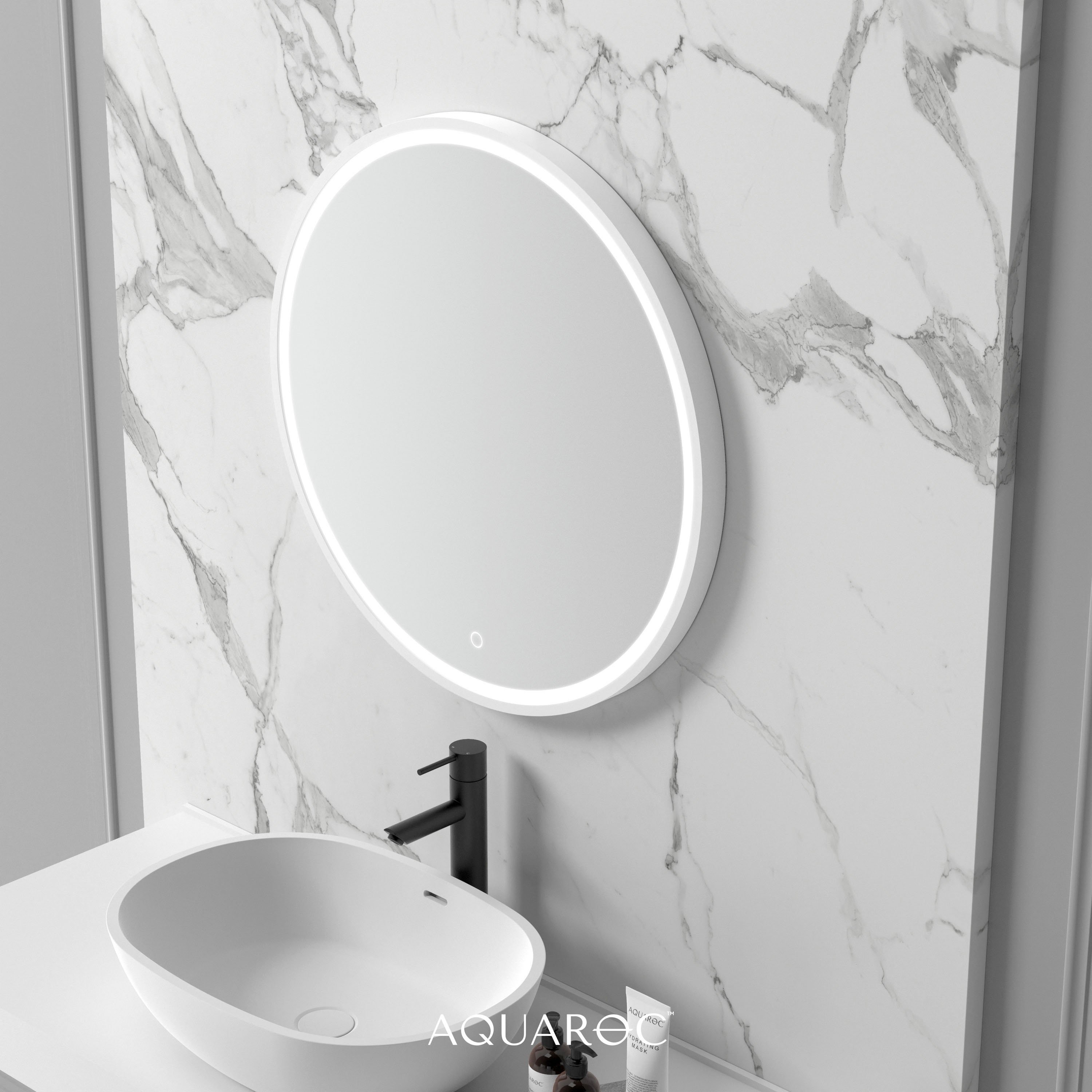 Allure Backlit & Demister Stone Mirror 700mm Aquaroc