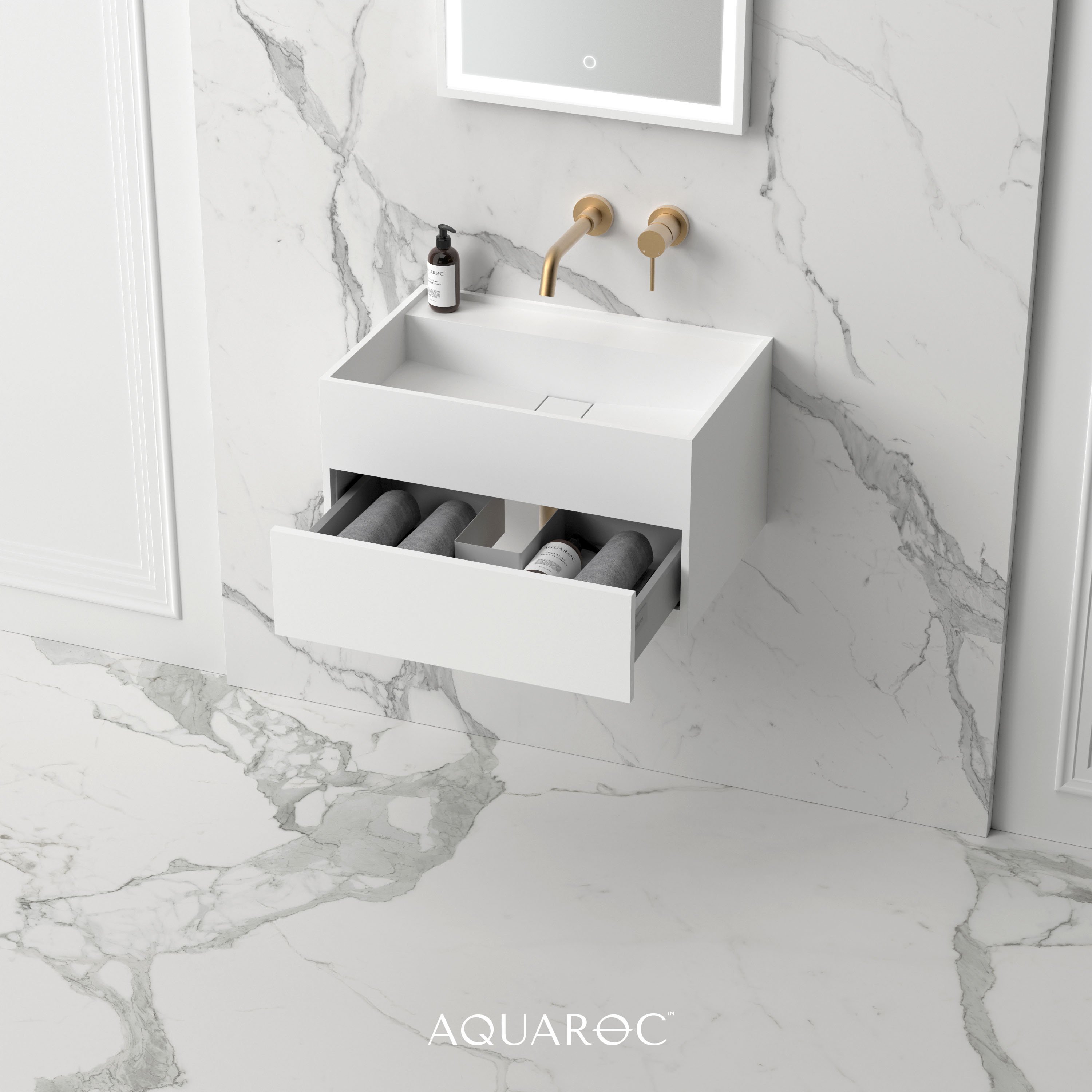 Nero Stone Vanity Unit 600mm Aquaroc