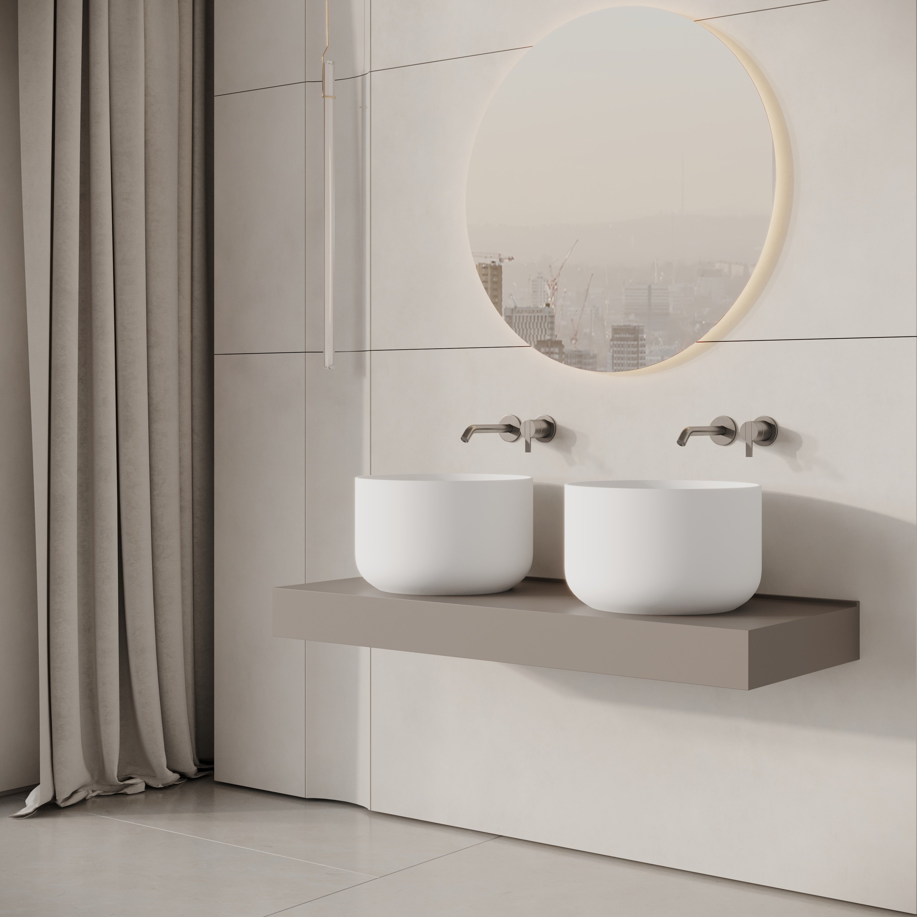 Serene Round Countertop Stone Basin 400mm Aquaroc