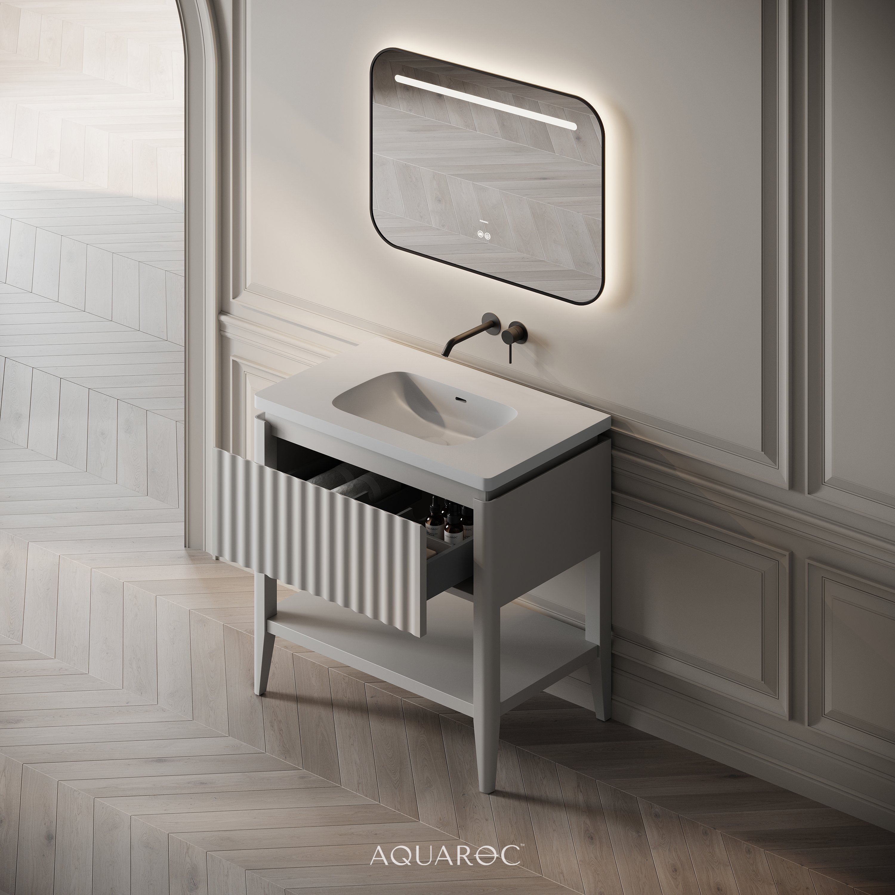Kensington Vanity Unit & Stone Basin 800mm Aquaroc