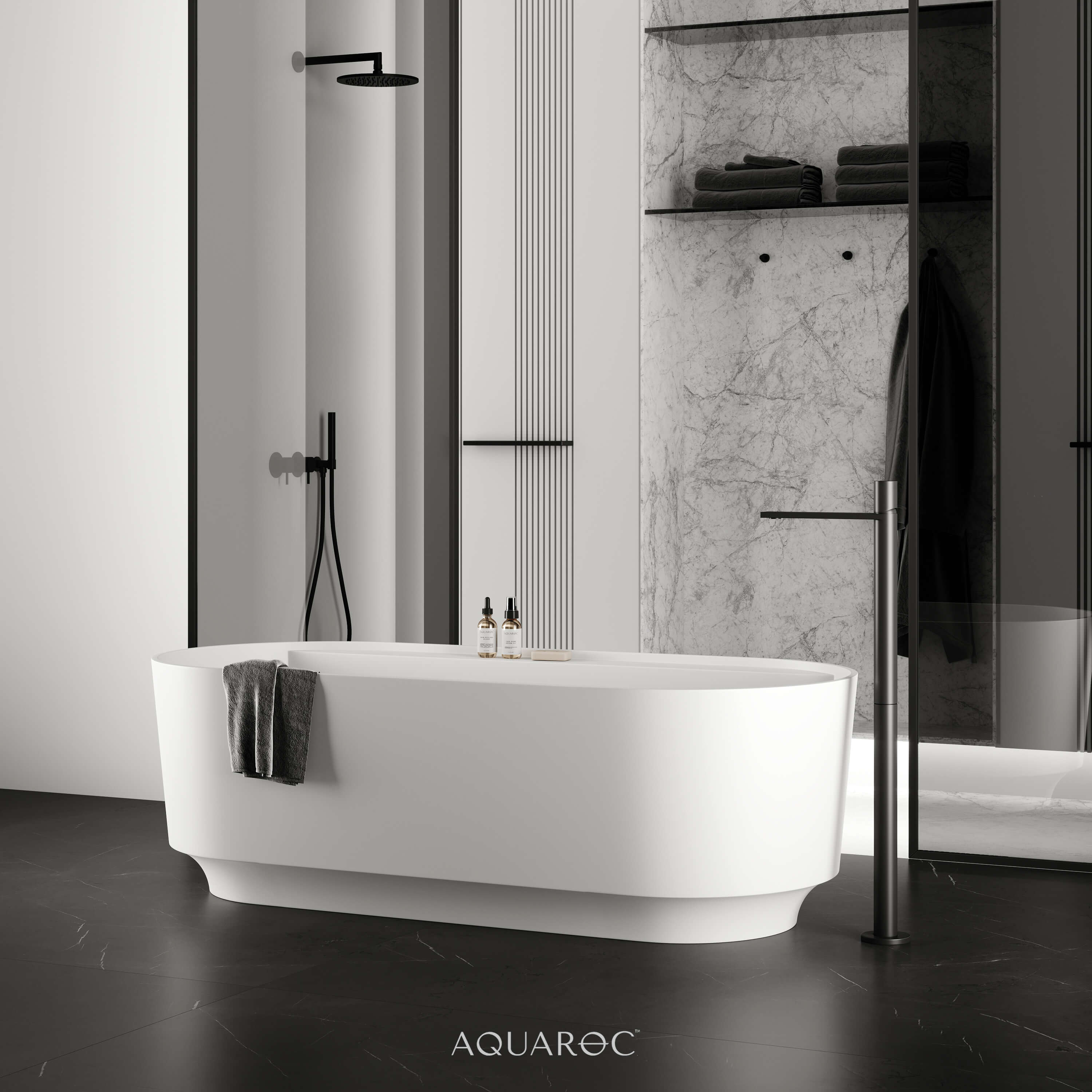 Atlantis Freestanding Stone Bath 1700mm Aquaroc